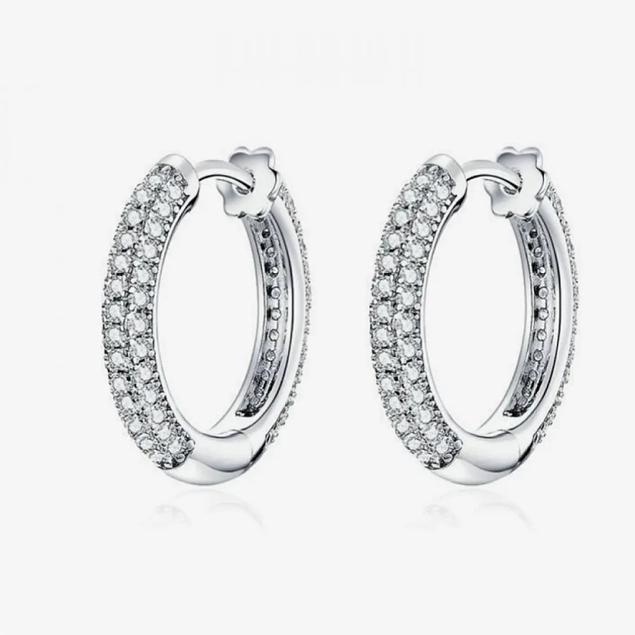 گوشواره نقره زنانه طرح حلقه ای نگینی