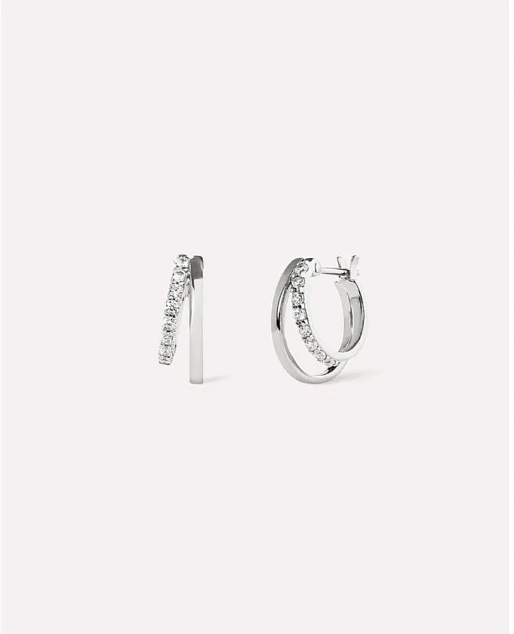 گوشواره نقره زنانه طرح حلقه ای دوتایی