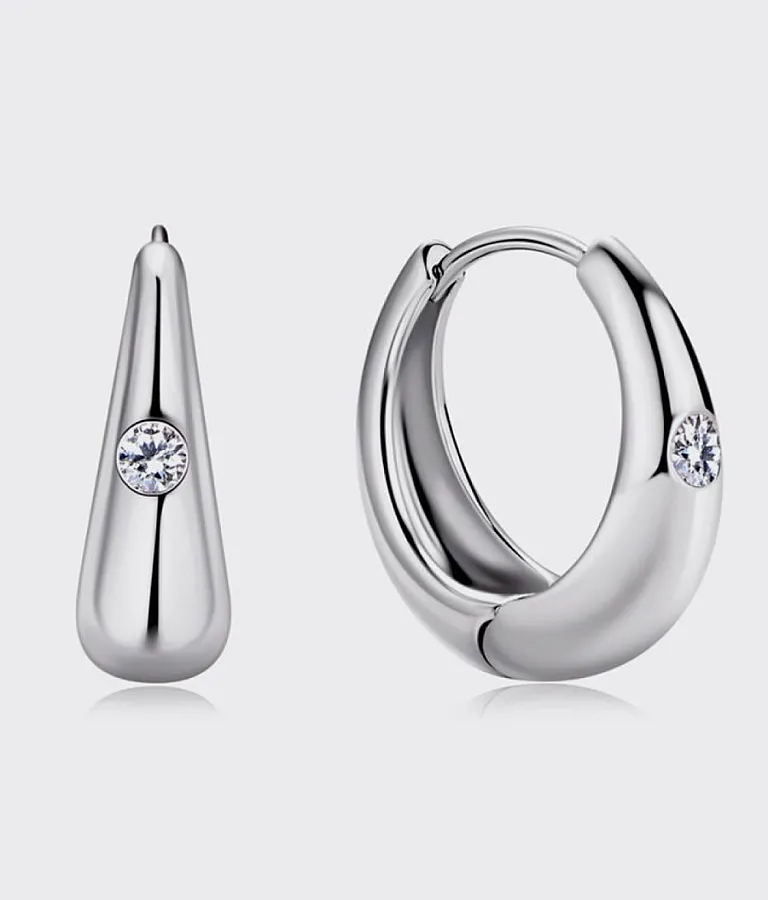 گوشواره نقره زنانه طرح حلقه ای پهن