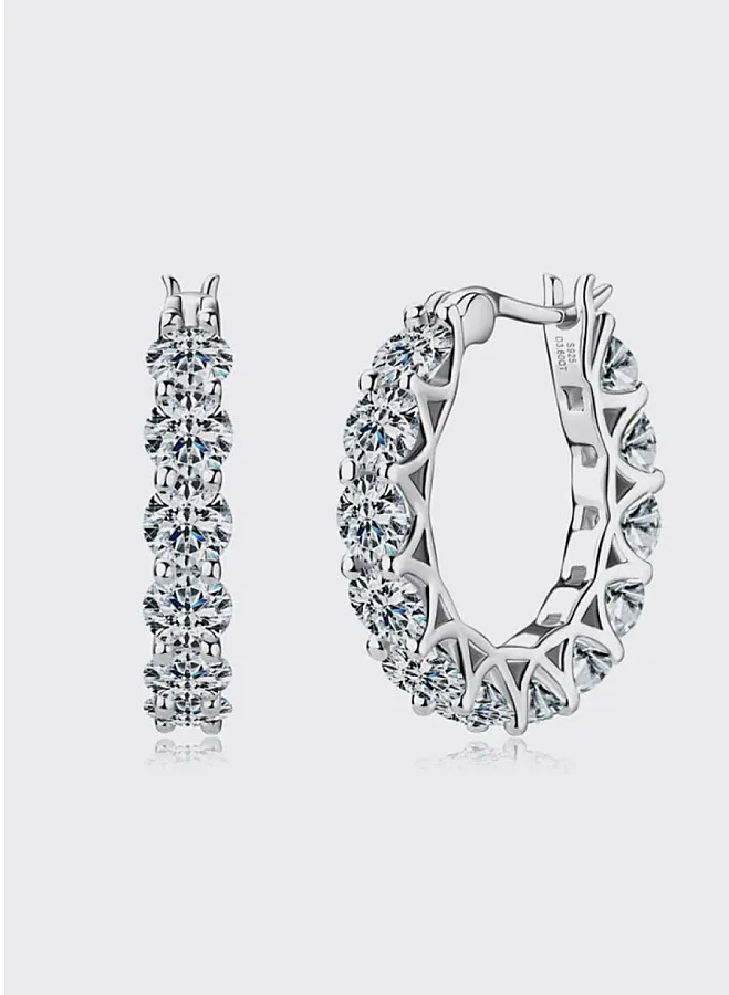 گوشواره نقره زنانه طرح حلقه ای آلبرنادو نگین دار