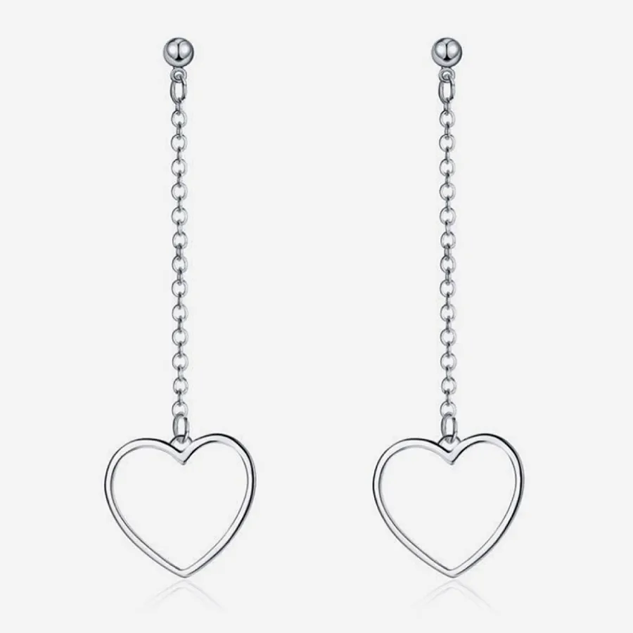 گوشواره نقره زنانه طرح آویز قلبی