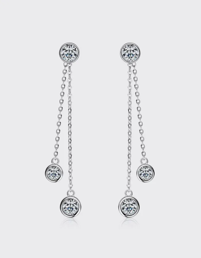 گوشواره نقره زنانه آویز زنجیری