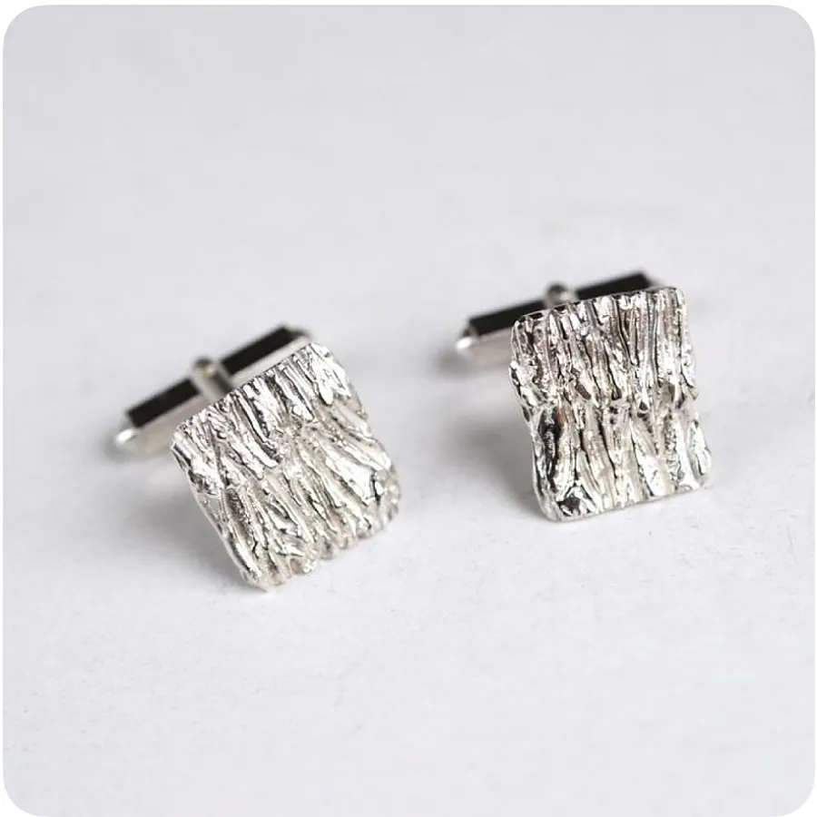 دکمه سردست نقره زنانه طرح هاشوری