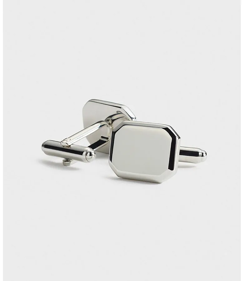 دکمه سردست نقره زنانه طرح آینه ای چندضلعی