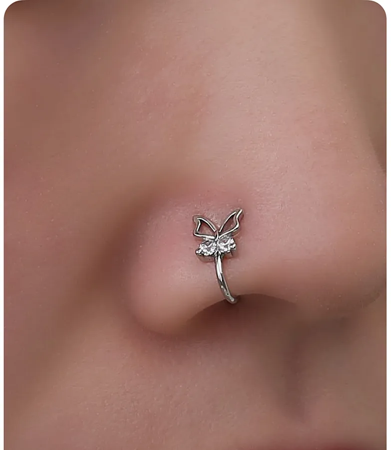 پیرسینگ بینی نقره زنانه طرح پروانه