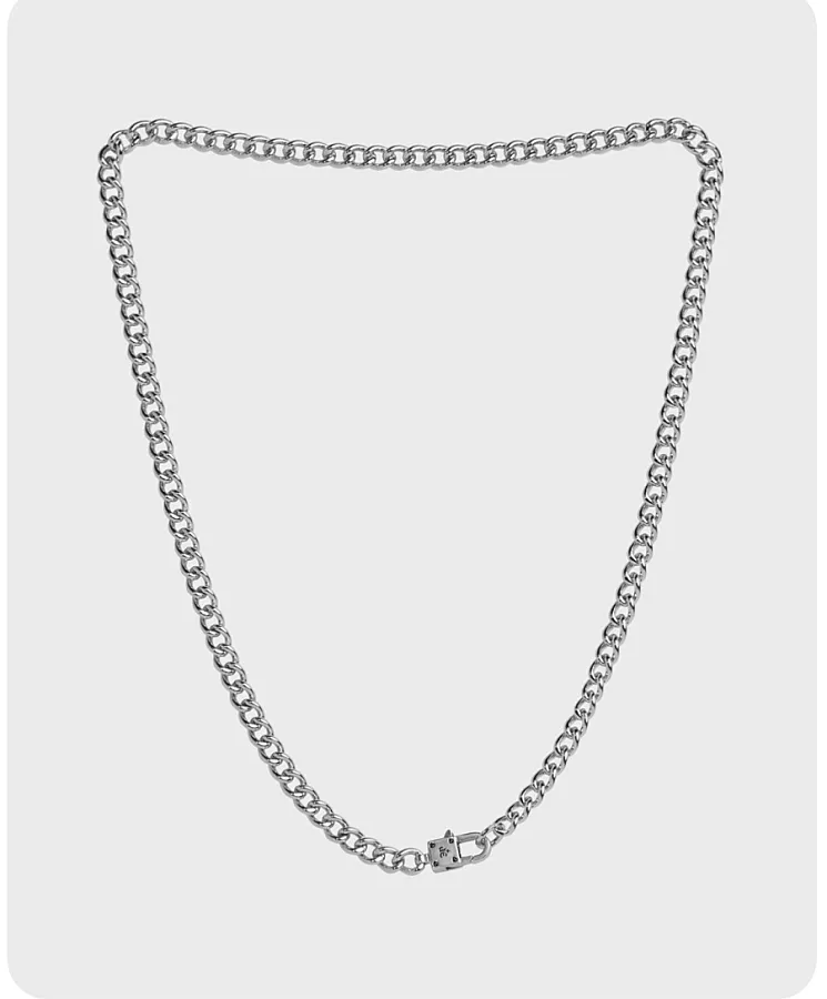 زنجیر نقره مردانه طرح کوبایی