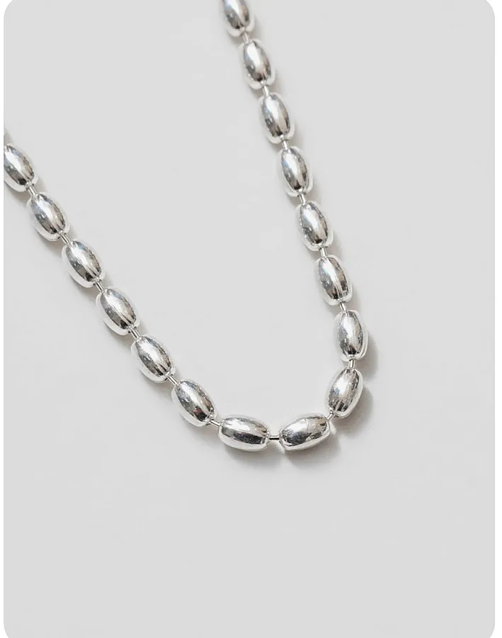 زنجیر نقره زنانه طرح دانه برنجی