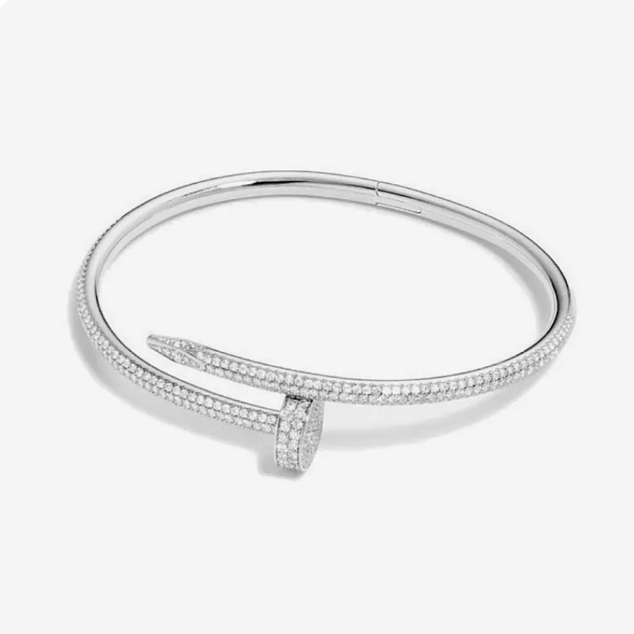 بنگل نقره زنانه طرح میخی نگینی