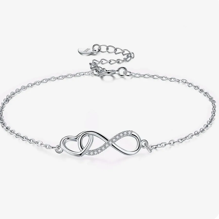 دستبند نقره زنانه طرح عشق بی پایان