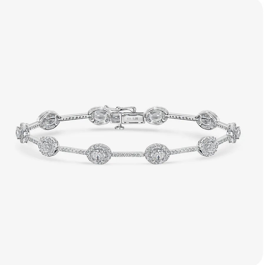 دستبند النگویی نقره زنانه تمام نگین