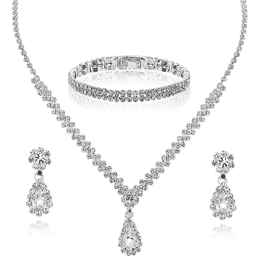 ست نقره زنانه تنیسی با آویز اشکی