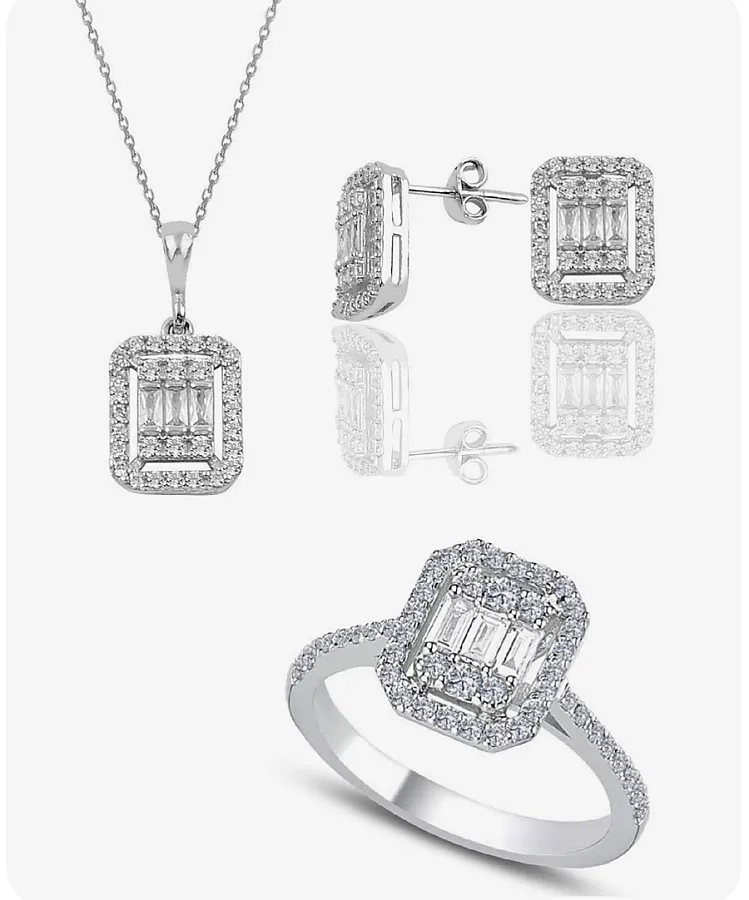 سرویس نقره زنانه نگین باگت