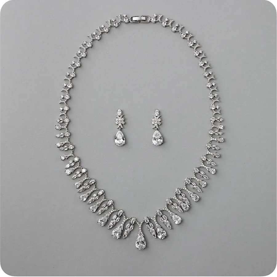 سرویس نقره زنانه تمام نگین قطره ای