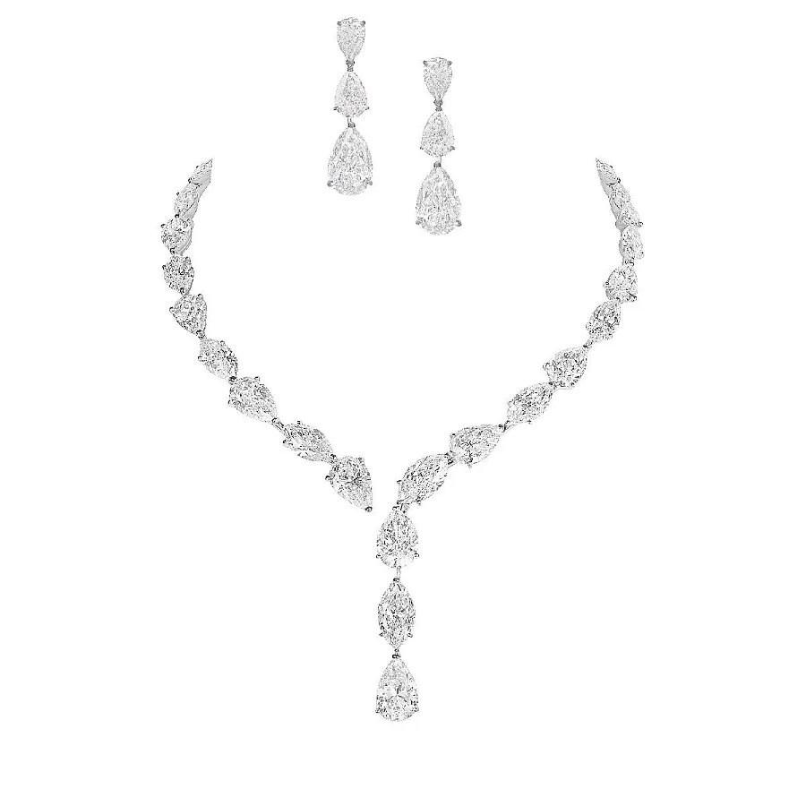  نیم ست نقره زنانه تمام نگین الماس 