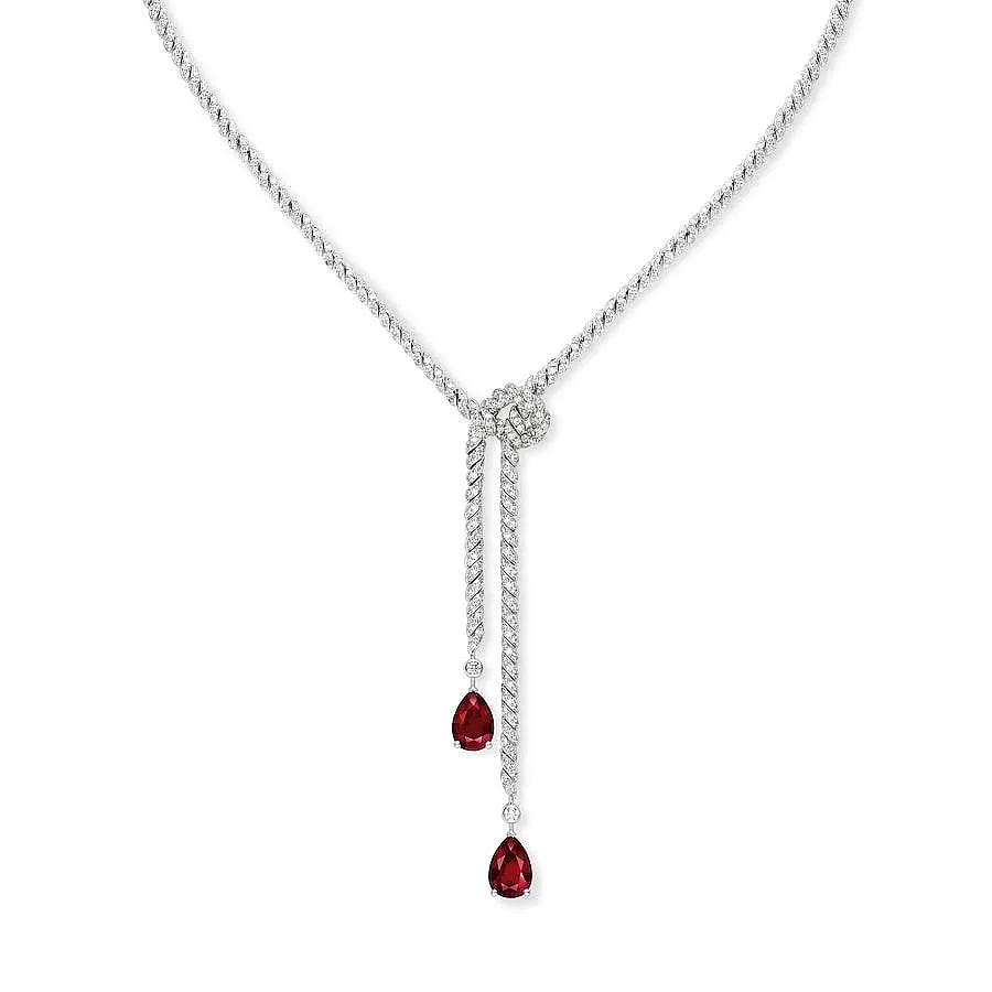 گردنبند و آویز نقره زنانه جواهر یاقوت قرمز