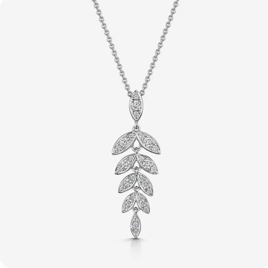 گردنبند و آویز نقره زنانه طرح برگ