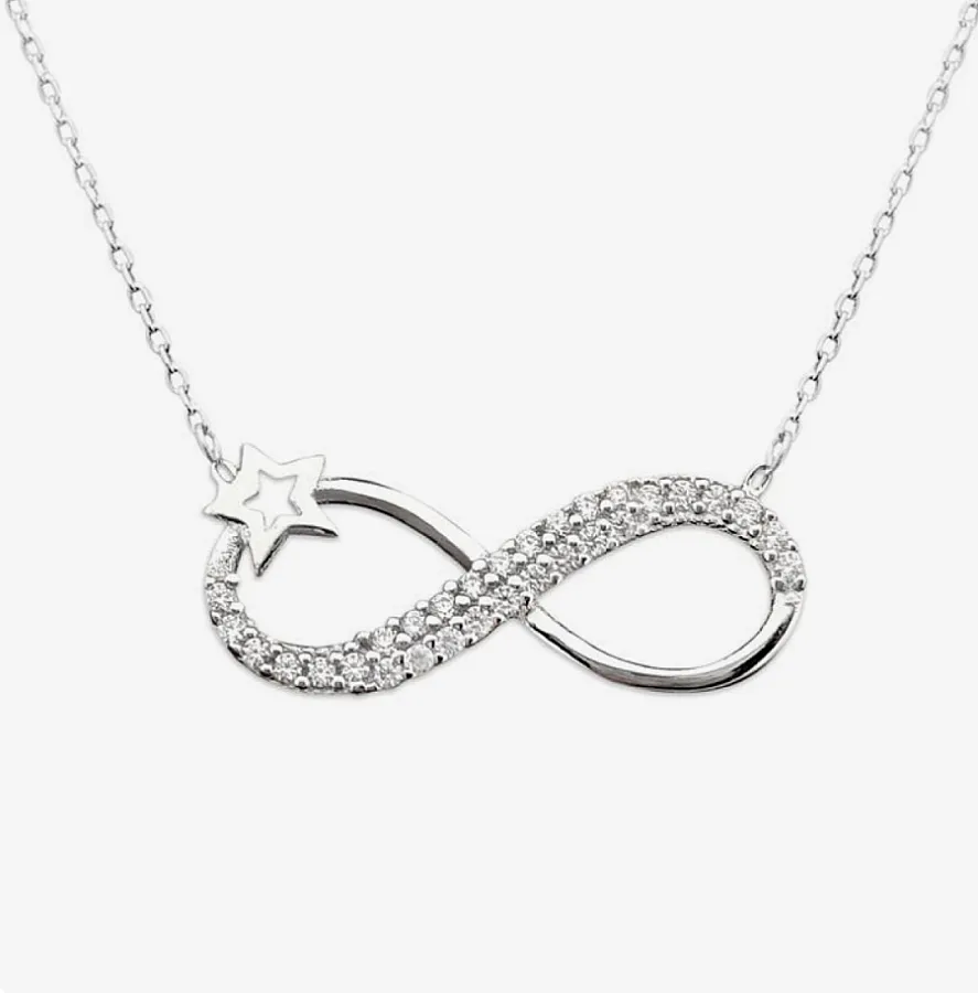 گردنبند و آویز نقره زنانه طرح بی نهایت