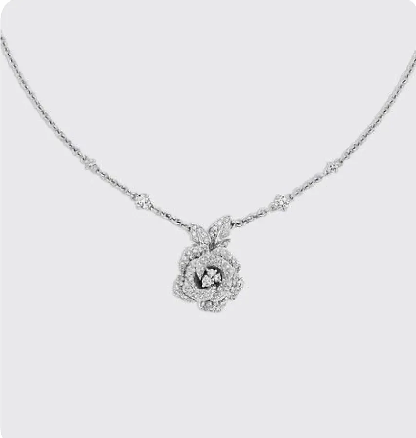 گردنبند و آویز نقره زنانه طرح گل رز