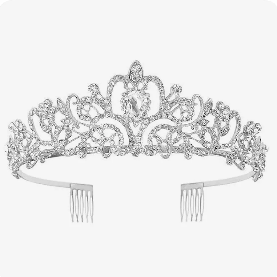 تاج نقره زنانه عروس مدل نیمه فرحی